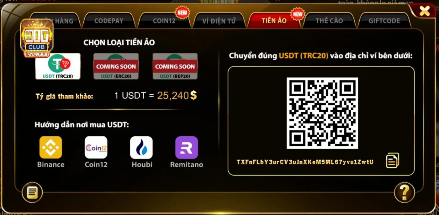 Cách nạp tiền qua tiền ảo
